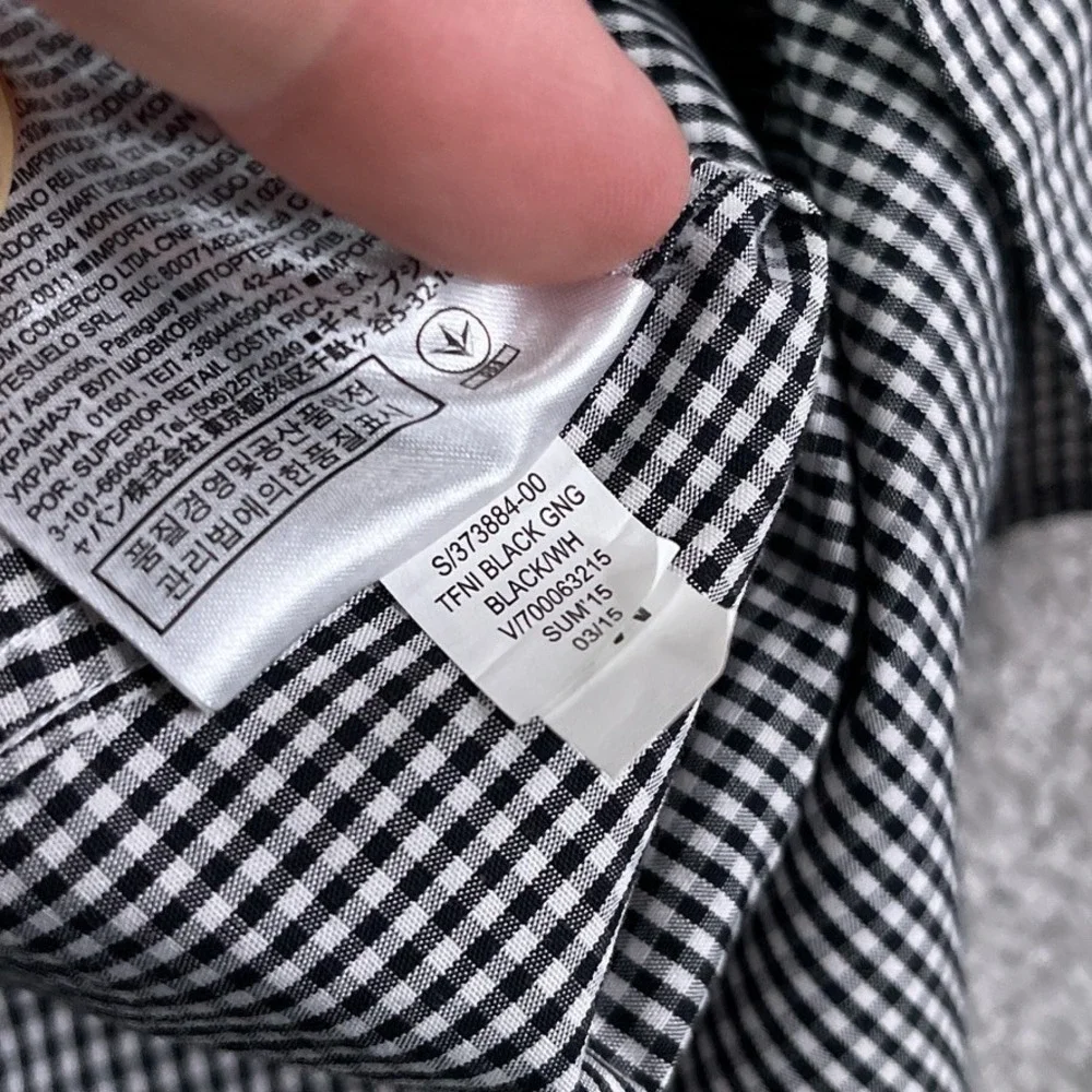 Banana Republic Shirt Mens Large Black Gingham Tailored Slim Fit‎ Non Iron